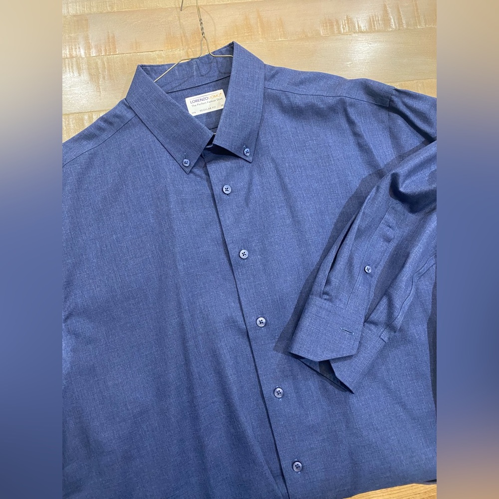 Lorenzo Uomo regular fit dark denim blue color button down collar dress shirt